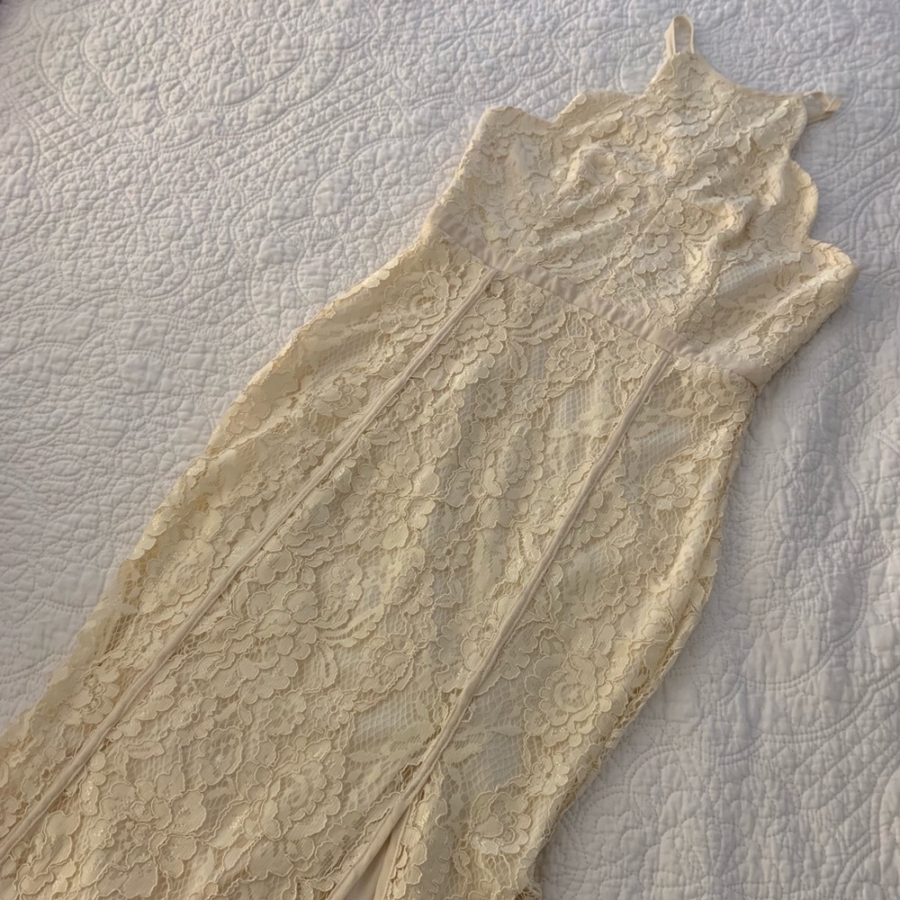 Off white lace dress w slit